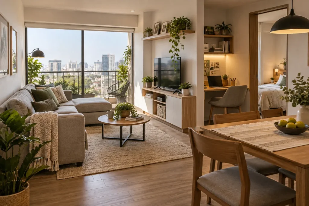 Primer departamento en Lima con sala, comedor, dormitorio y espacio de trabajo bien distribuidos